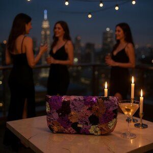 Posh Purple & Gold Sequin Clutch Size OS